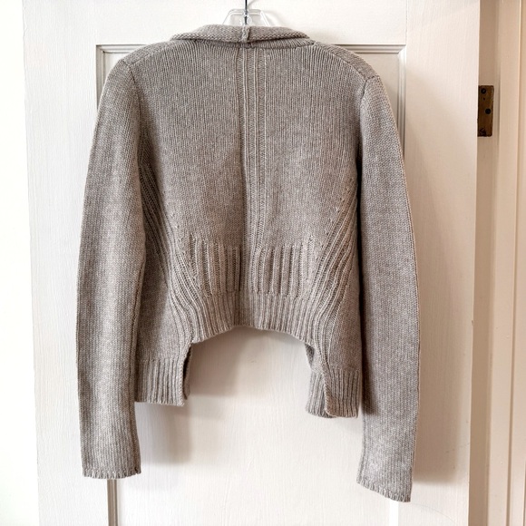 INHABIT | Light Gray 100% Cashmere Shawl‑Collar Open-Front Cardigan S - Picture 4 of 6